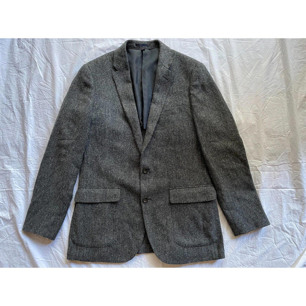 J.Crew Ludlow Tweed Moon Wool Blend Gray Herringbone Blazer Sz 42L